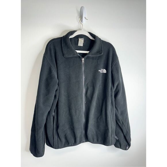 The North Face Jacket Mens Large Black Full Zip Fleece Logo Front‎ Pcokets - Picture 1 of 11